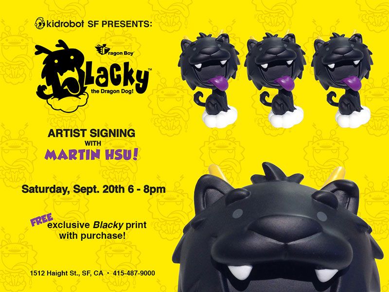 Kidrobot SF "Blacky The Dog" vinyl toy release and signing event with